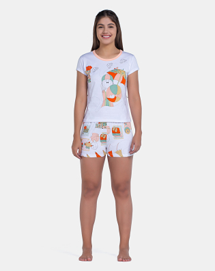 Pijama Baby-Look Manga Curta e Short