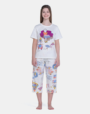 Pijama Manga Curta e Corsário