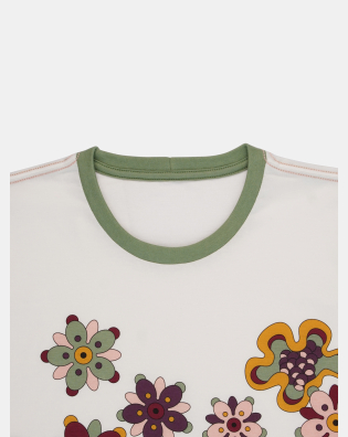 Pijama Feminino Manga Curta e Calça Estampa Floral