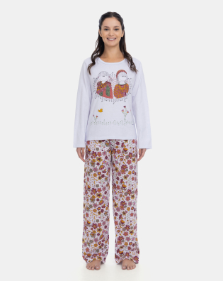 Pijama Feminino Longo Adulto Estampa Pat e Annie