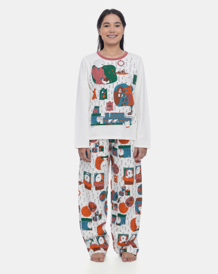 Pijama Manga Longa Feminino e Calça Moletinho  Peluciado Pat