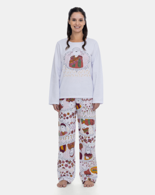 Pijama Feminino Manga Longa e Calça Moletinho Peluciado
