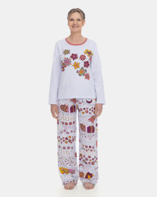 Pijama Sonhart  Feminino Manga Longa e Calça estampada