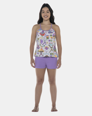 Pijama Feminino Adulto Alça e Short