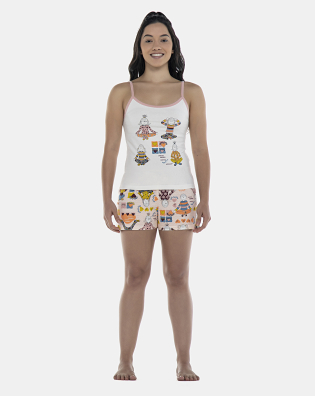 Pijama Feminino Adulto Alça e Short