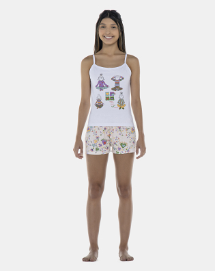 Pijama Feminino Adulto Alça e Short