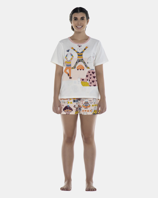 Pijama Feminino Adulto Manga Curta e Short