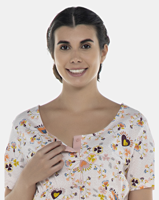Pijama Feminino Gestante Manga Curta e Corsário