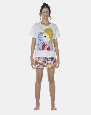 Pijama Feminino Adulto Manga Curta e Short