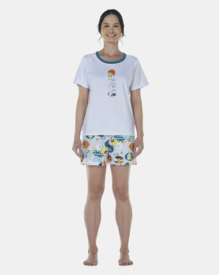 Pijama Feminino Adulto Manga Curta e Short