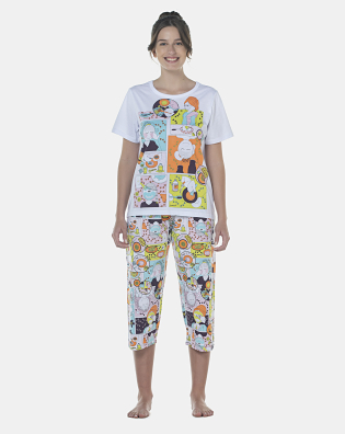 Pijama Feminino Adulto Manga Curta e Corsário