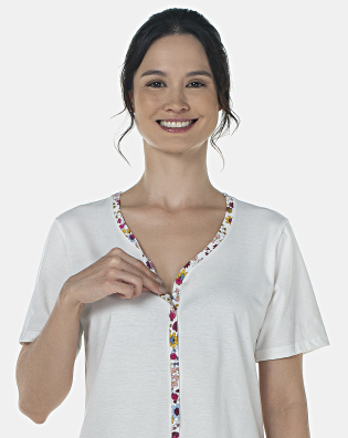Pijama Feminino Adulto Manga Curta Aberta e Corsário