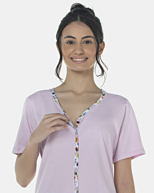 Pijama Feminino Adulto Manga Curta Aberta e Corsário