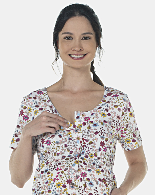 Pijama Feminino Gestante Manga Curta e Short