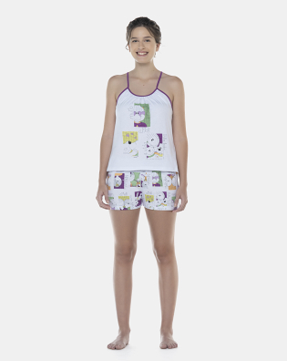Pijama Feminino Adulto Alça e Short