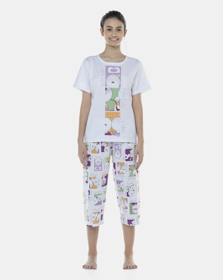 Pijama Feminino Adulto Manga Curta e Corsário
