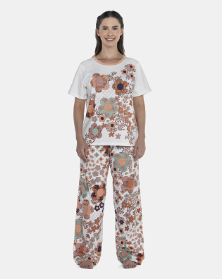 Pijama Feminino Adulto Manga Curta e Calça