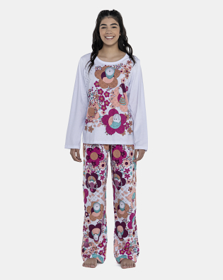 Pijama Feminino Adulto Manga Longa e Calça