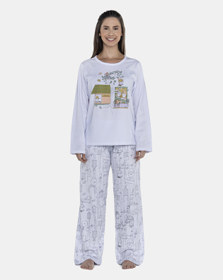 Pijama Feminino Adulto Manga Longa e Calça