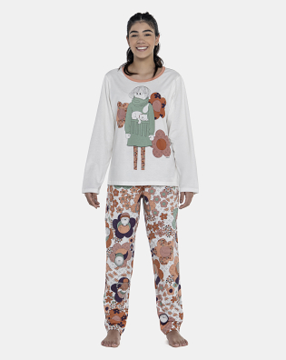 Pijama Feminino Adulto Manga Longa e Calça
