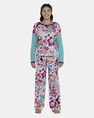 Pijama Feminino Adulto Manga Longa e Calça