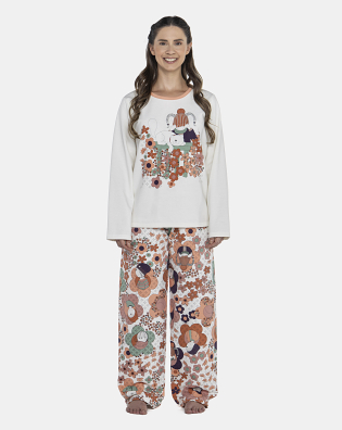 Pijama Feminino Adulto Manga Longa e Calça Moletinho