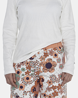 Pijama Feminino Adulto Manga Longa Canelada e Calça Moletinho