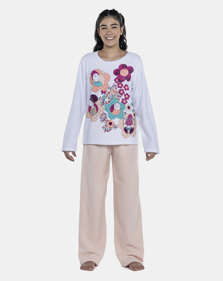 Pijama Feminino Adulto Manga Longa e Calça Plush