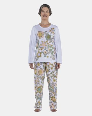 Pijama Feminino Adulto Manga Longa e Calça