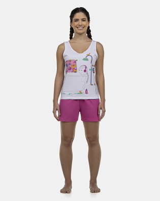 Pijama Feminino Adulto Regata e Short