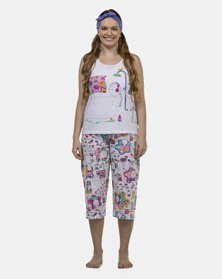 Pijama Feminino Adulto Regata e Corsário