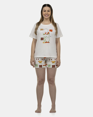 Pijama Feminino Adulto Manga Curta e Short