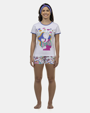 Pijama Feminino Adulto Baby-Look Manga Curta e Short