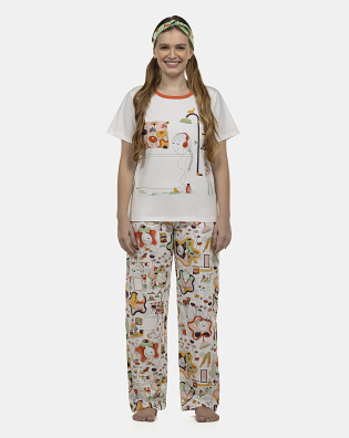 Pijama Feminino Adulto Manga Curta e Calça