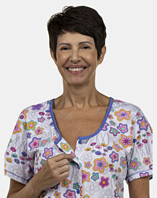 Pijama Feminino Adulto Manga Curta Aberta e Corsário