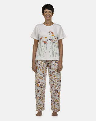 Pijama Feminino Adulto Manga Curta e Calça