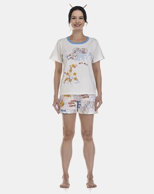 Pijama Feminino Adulto Manga Curta e Short