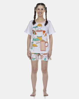Pijama Feminino Adulto Manga Curta e Short
