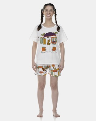 Pijama Feminino Adulto Manga Curta e Short