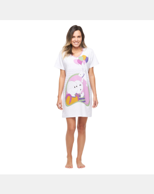 Camisão Feminino Adulto Manga Curta Decote V