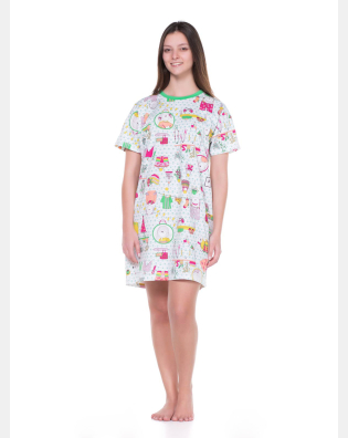 Camisão Feminino Adulto Manga Curta