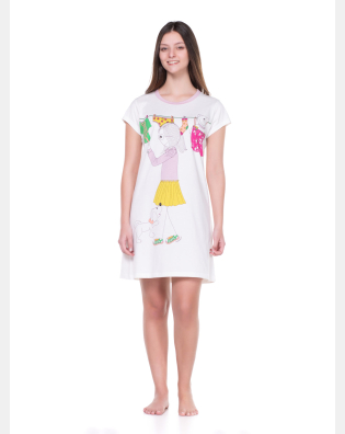 Camisão Feminino Adulto Manga Curta Acinturado