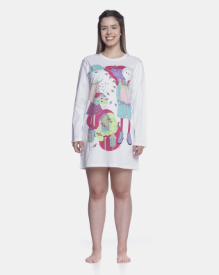 Camisão Feminino Adulto Manga Longa