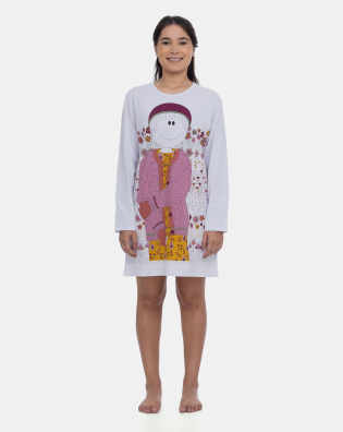 Pijama Camisão Feminino Manga Longa Estampa Pat
