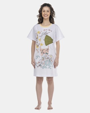 Camisão Feminino Adulto Manga Curta
