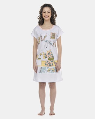 Camisão Feminino Adulto Manga Curta Acinturado