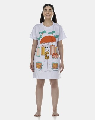 Camisão Feminino Adulto Manga Curta