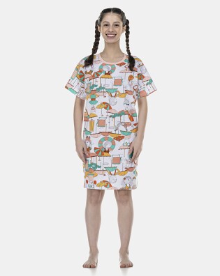 Camisão Feminino Adulto Manga Curta