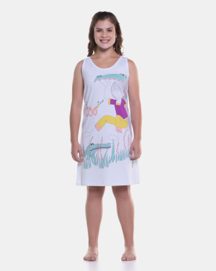 Pijama Sonhart | Camisola Feminina regata Média Estampa Pat