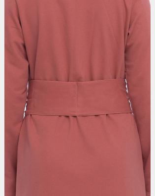 Robe Feminino  Adulto Manga Longa Transpasse Cinto Rosa